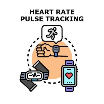 Tracking heart rate pulse with smart wearable devices Stock Illustration
