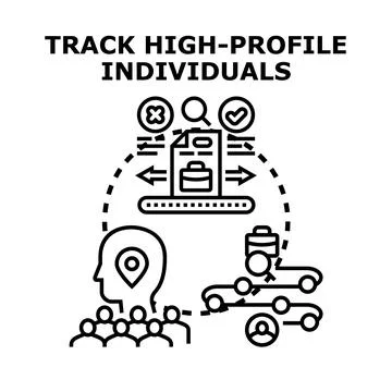 Tracking high profile individuals data for management Stock Illustration
