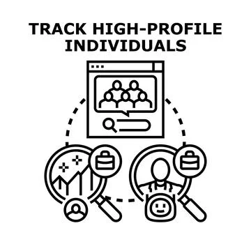 Tracking high profile individuals data and profiles Stock Illustration
