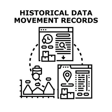 Tracking historical data movement and logistics records Stock Illustration
