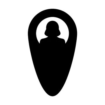 Tracking icon vector female user person profile avatar with location map marker 库存插图