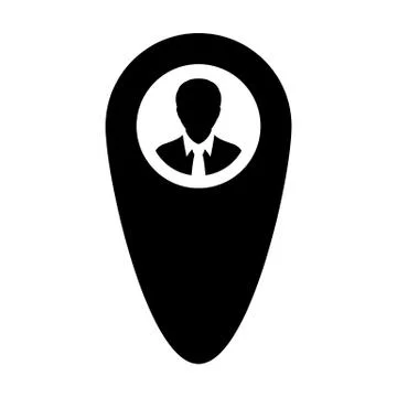 Tracking icon vector male user person profile avatar with location map marker Illustrazione stock