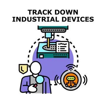 Tracking industrial devices for system security and management Stock Illustration