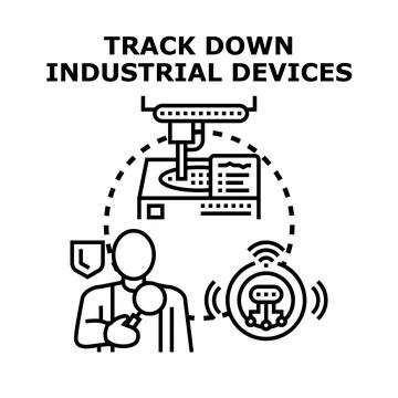 Tracking industrial devices for system security and management Stock Illustration