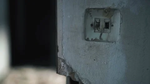 Tracking inside dark gloomy corridor, tunnel past windows.Concept of horror Stock Footage 145838351