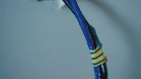 Tracking internet cable down the line Stock Footage 165480193