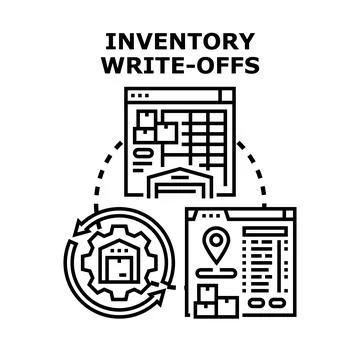 Tracking inventory write offs managing business logistics process Stock Illustration