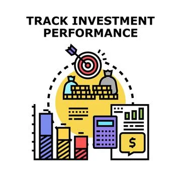 Tracking investment performance analyzing financial growth report Stock Illustration