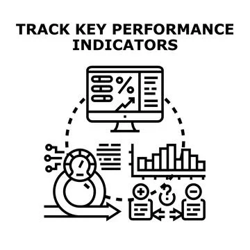 Tracking key performance indicators business analysis process Stock Illustration