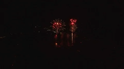 Tracking left with fireworkds at center Stock Footage 90256409