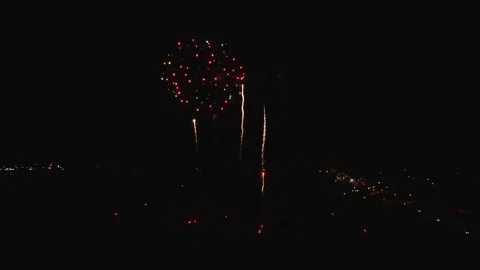 Tracking left with fireworkds at center Stock Footage 90256491