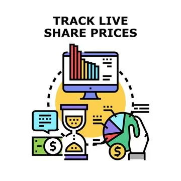 Tracking live share prices and financial data Stock Illustration