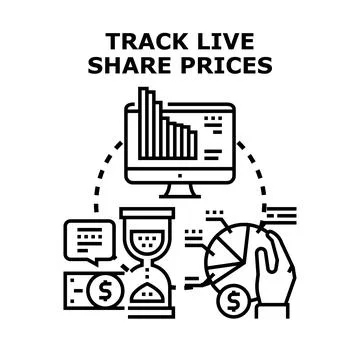 Tracking live share prices and financial data Stock Illustration