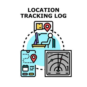 Tracking location log managing data across devices Stock Illustration