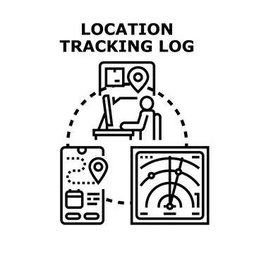Tracking location log managing data across devices Stock Illustration