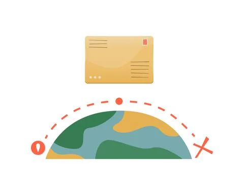 Tracking the location of a mail item on the Internet or in the app. Logistics Illustrazione stock