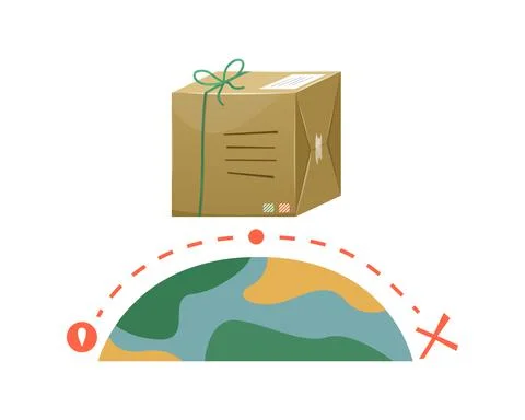 Tracking the location of a mail item on the Internet or in the app. Logistics Stock Illustration