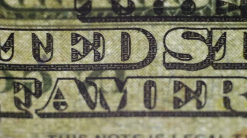Tracking macro elements on the US one hundreed dollar bill. Stock Footage 204161849