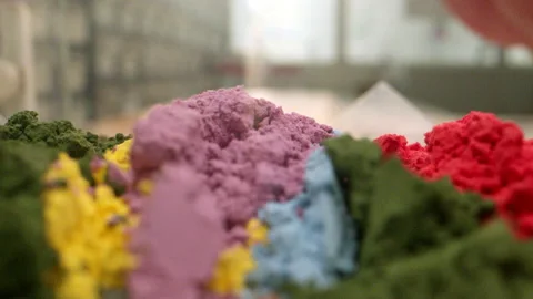 Tracking Macro Shot Scientist Measuring Colorful Clay Soil in a Research Lab Video stock 167569615