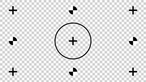 Tracking marker set with central circled cross isolated on transparent Stock Illustration