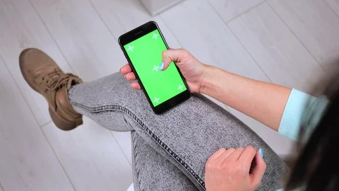 Tracking Mock-up for Watching Content Close-up. Scroll Up and Click in Applicati Stock Footage 127302823