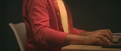 Tracking moving around shot of unrecognizable Caucasian young man typing on Stock-Footage 278239105