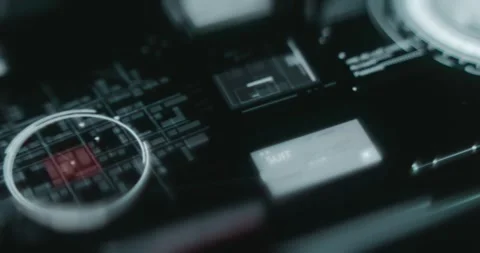 Tracking a moving object on a map withing a futuristic digital interface Stock Footage 314457829