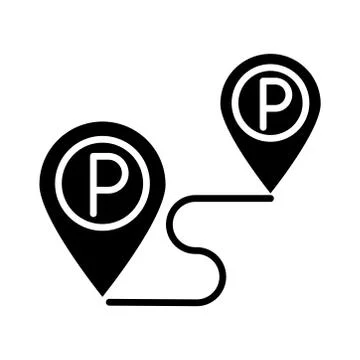 Tracking navigation location pins parking transport silhouette style icon design Illustrazione stock