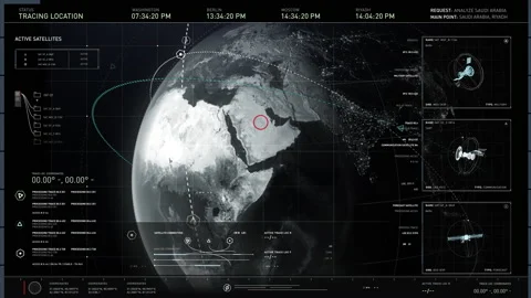Tracking object. Saudi Arabia using the advanced smart spy technology system Stock Footage 220673498