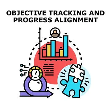 Tracking objectives and aligning business progress strategy Illustrazione stock