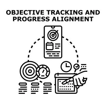Tracking objectives and progress alignment for business success Stock Illustration