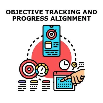 Tracking objectives and progress alignment for business success Stock Illustration