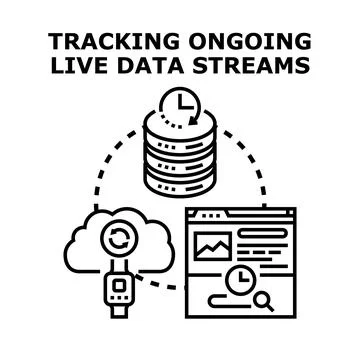 Tracking ongoing live data streams concept vector Stock Illustration