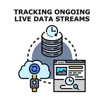 Tracking ongoing live data streams concept vector Stock Illustration