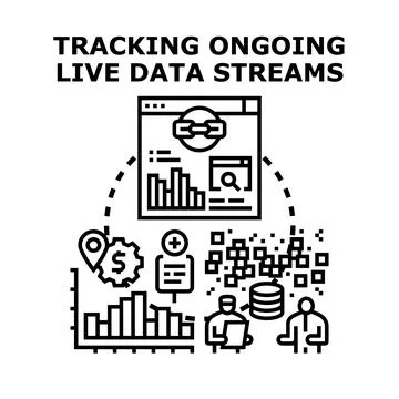 Tracking ongoing live data streams concept Stock Illustration