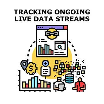 Tracking ongoing live data streams concept Stock Illustration