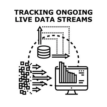 Tracking ongoing live data streams concept illustration Stock Illustration