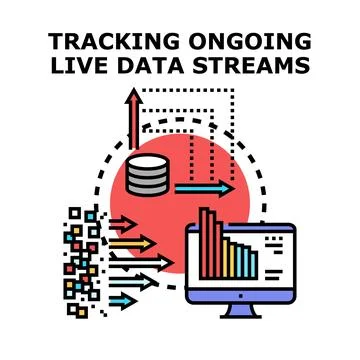 Tracking ongoing live data streams concept illustration Stock Illustration