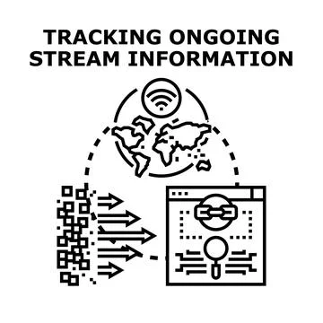 Tracking ongoing stream information data flow イラスト素材