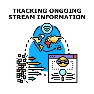 Tracking ongoing stream information data flow Illustrazione stock