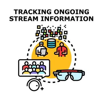 Tracking ongoing streaming information and data analysis Stock Illustration