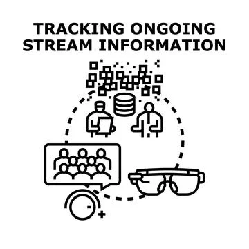 Tracking ongoing streaming information and data analysis Stock Illustration