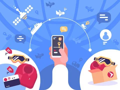 Tracking order parcel on smartphone Stockillustratie