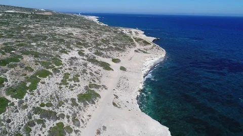 Tracking over coast Stock Footage 78356222