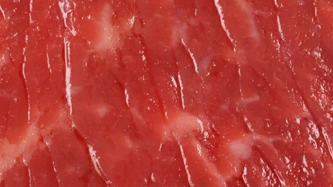 Tracking over marble beef. Meat texture close up, macro. Slider shot Stock Footage 121228617