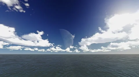 Tracking over sea water at half moon - day - night Video stock 40253281