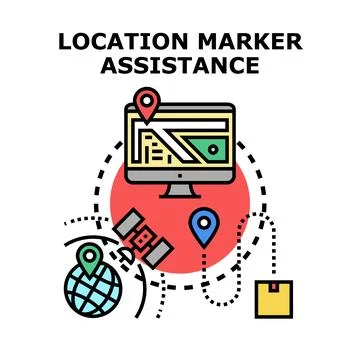 Tracking package delivery location with global assistance Stock Illustration