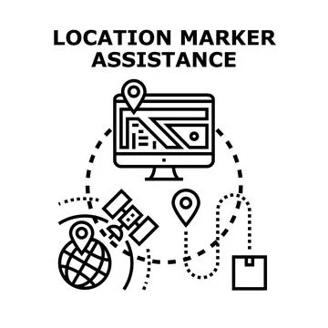 Tracking package delivery location with global assistance Stock Illustration
