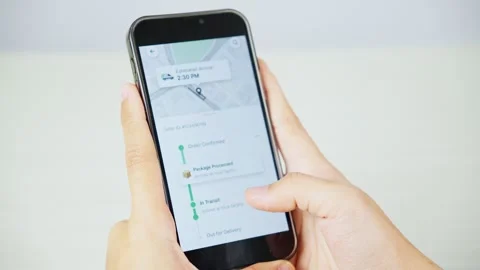 Tracking Package Delivery Using Smartphone From Side View Video stock 347178118