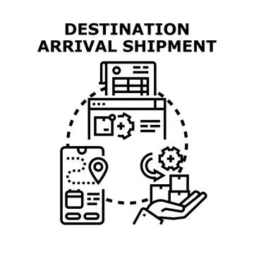 Tracking package destination arrival and delivery process concept イラスト素材